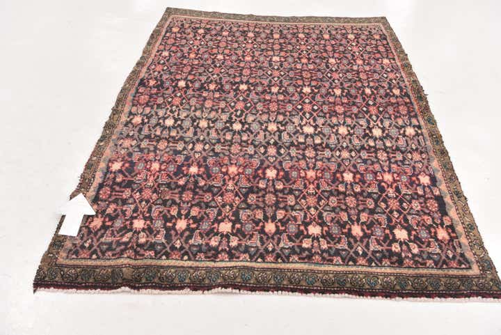4' 10 x 7' 5 Hand Knotted Hossainabad Persian Wool Rug