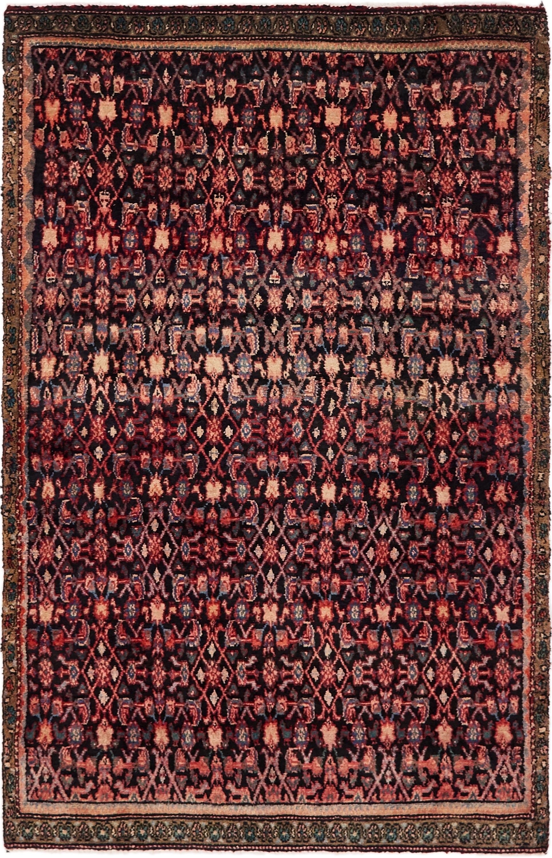 4' 10 x 7' 5 Hand Knotted Hossainabad Persian Wool Rug