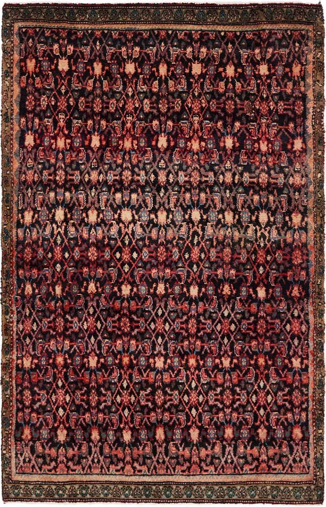 4' 10 x 7' 5 Hand Knotted Hossainabad Persian Wool Rug