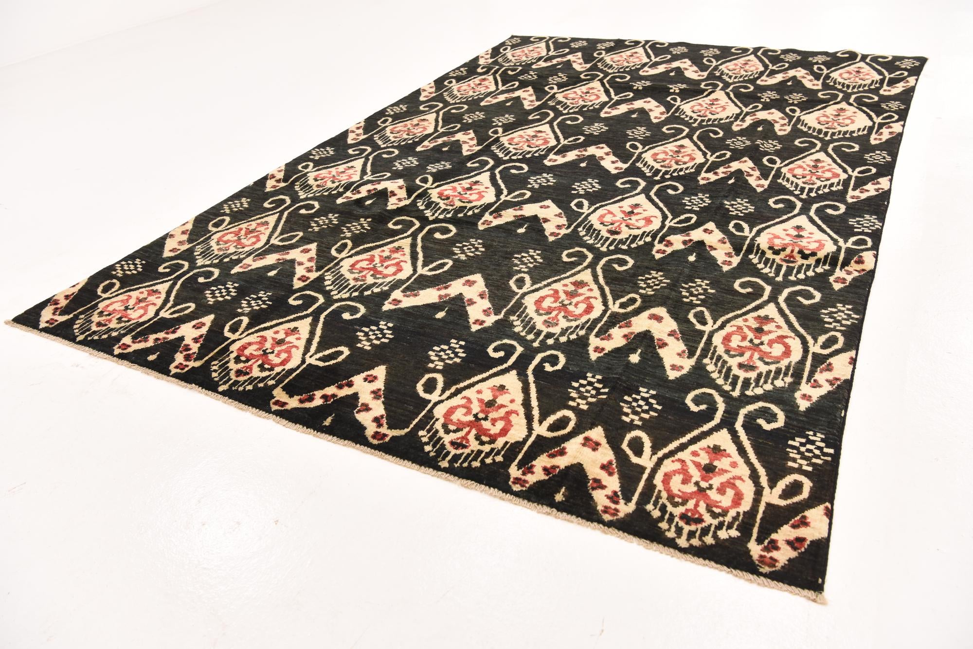 6' 2 x 9' 8 Hand Knotted Ikat Rug