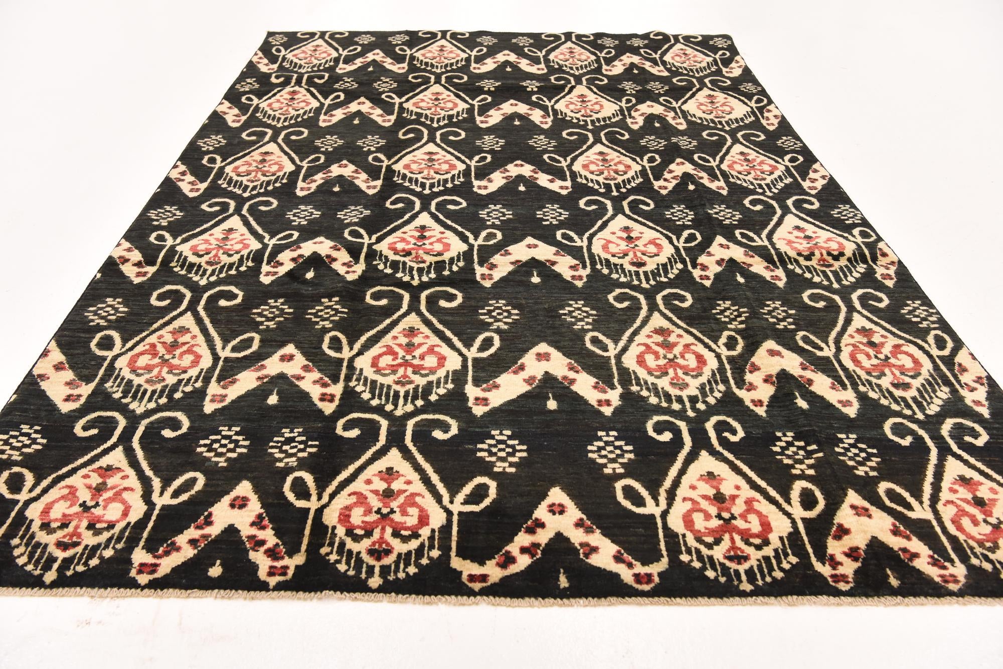 6' 2 x 9' 8 Hand Knotted Ikat Rug