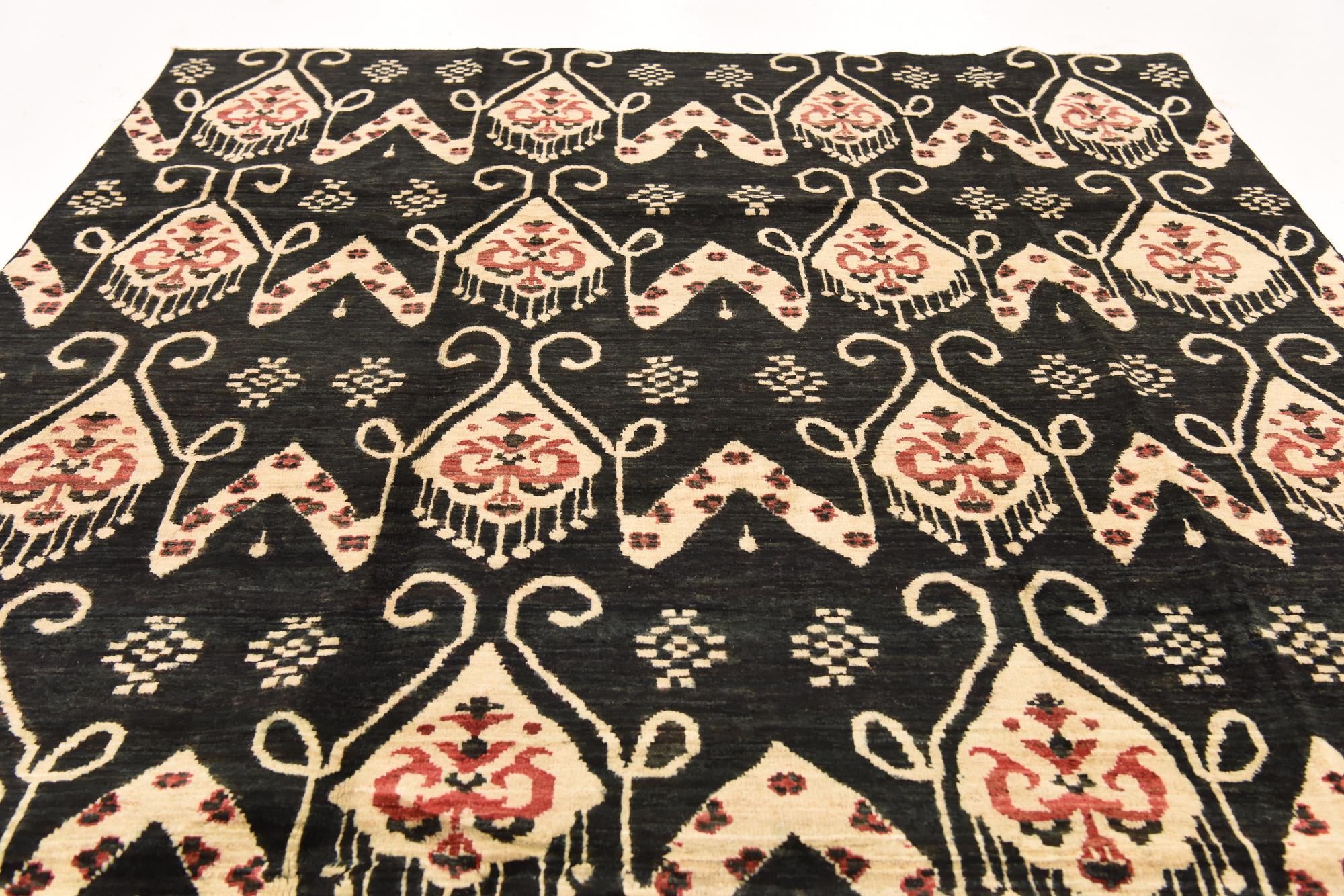6' 2 x 9' 8 Hand Knotted Ikat Rug