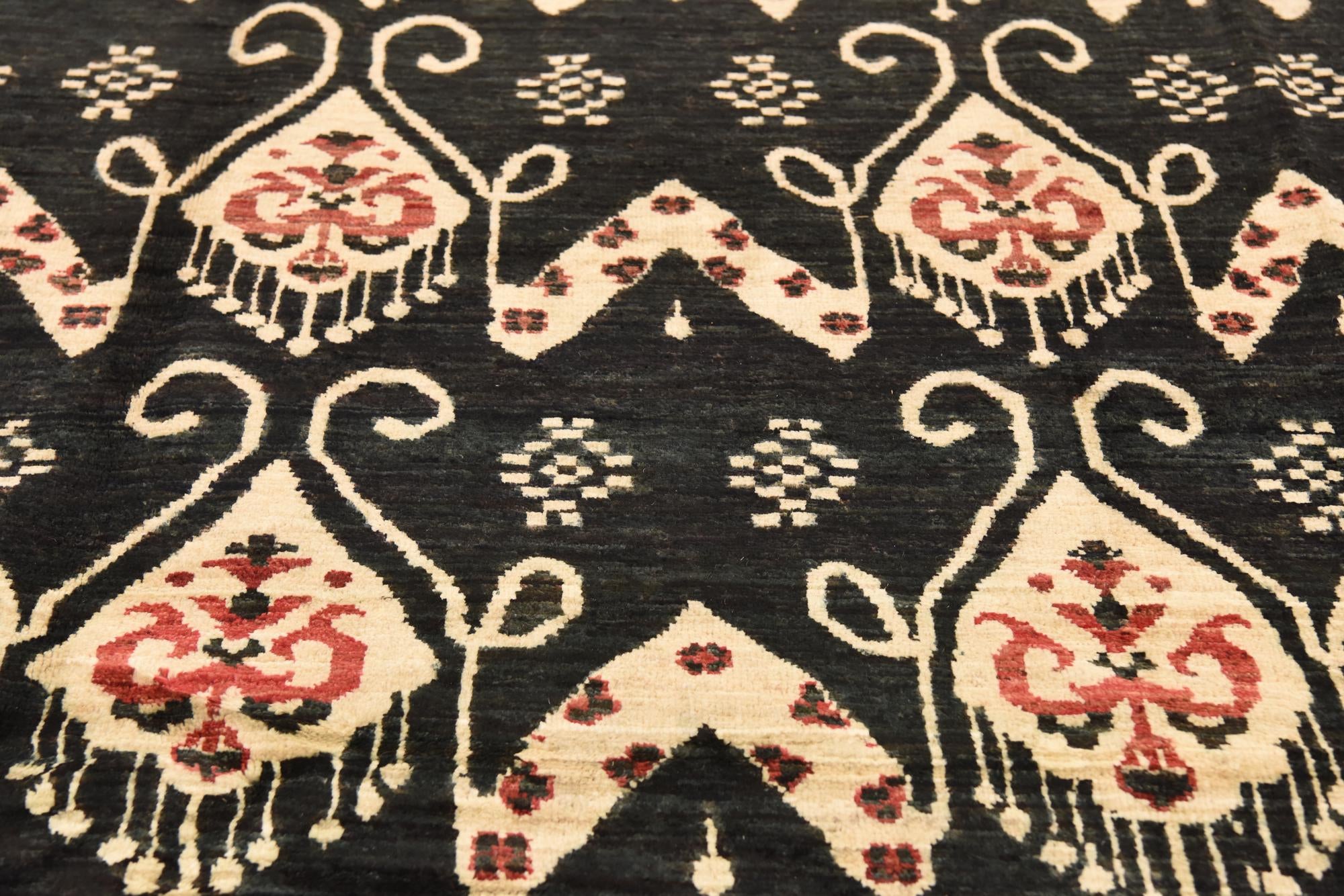 6' 2 x 9' 8 Hand Knotted Ikat Rug
