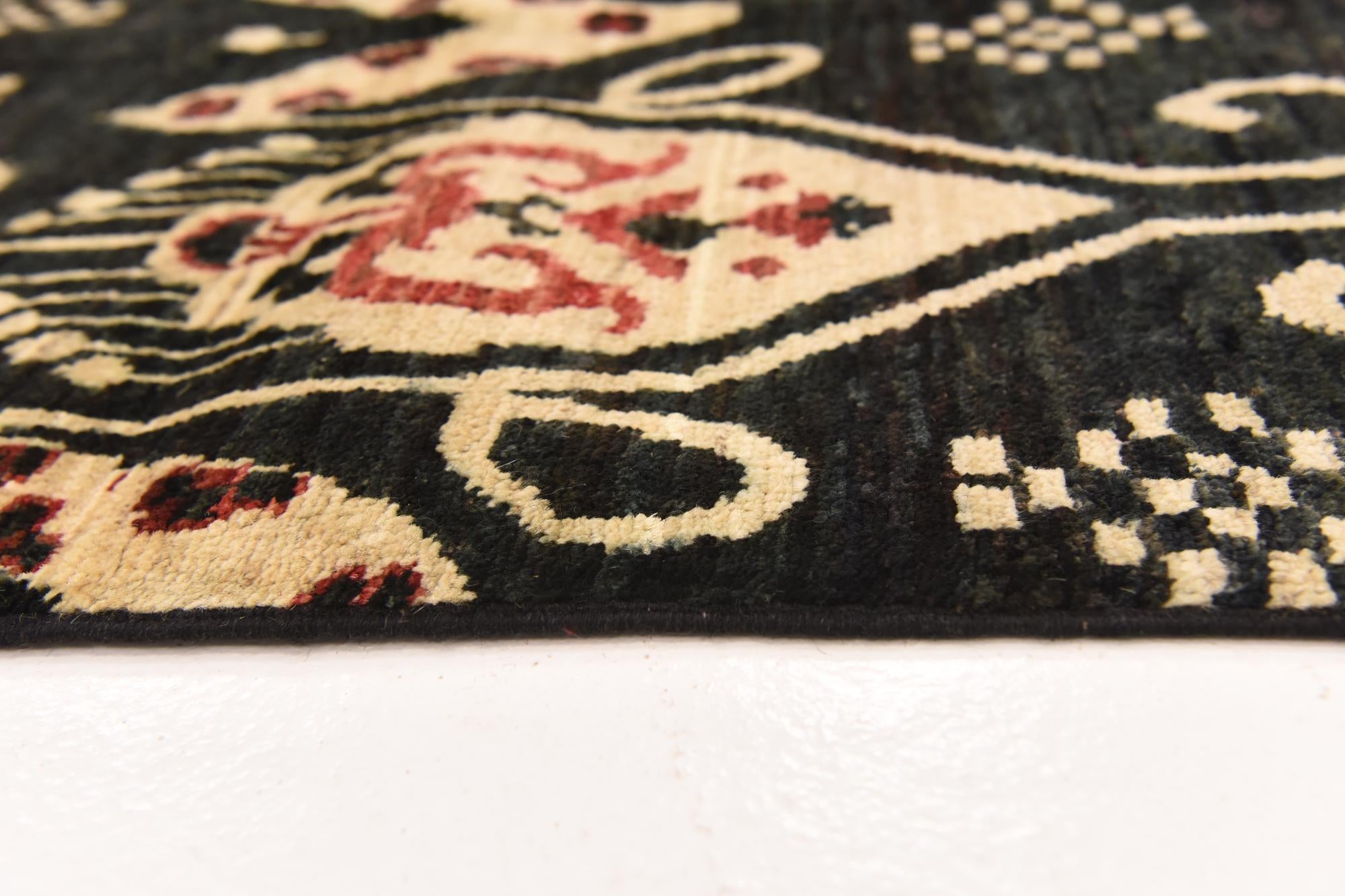 6' 2 x 9' 8 Hand Knotted Ikat Rug