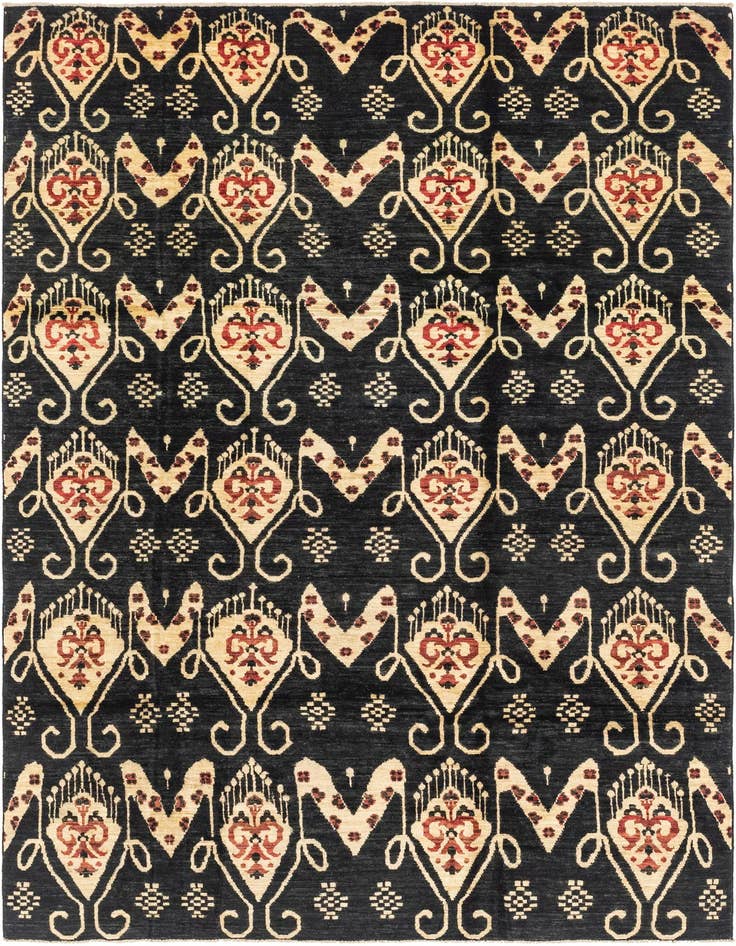 Detail image of 6' 2 x 9' 8 Hand Knotted Ikat Rug