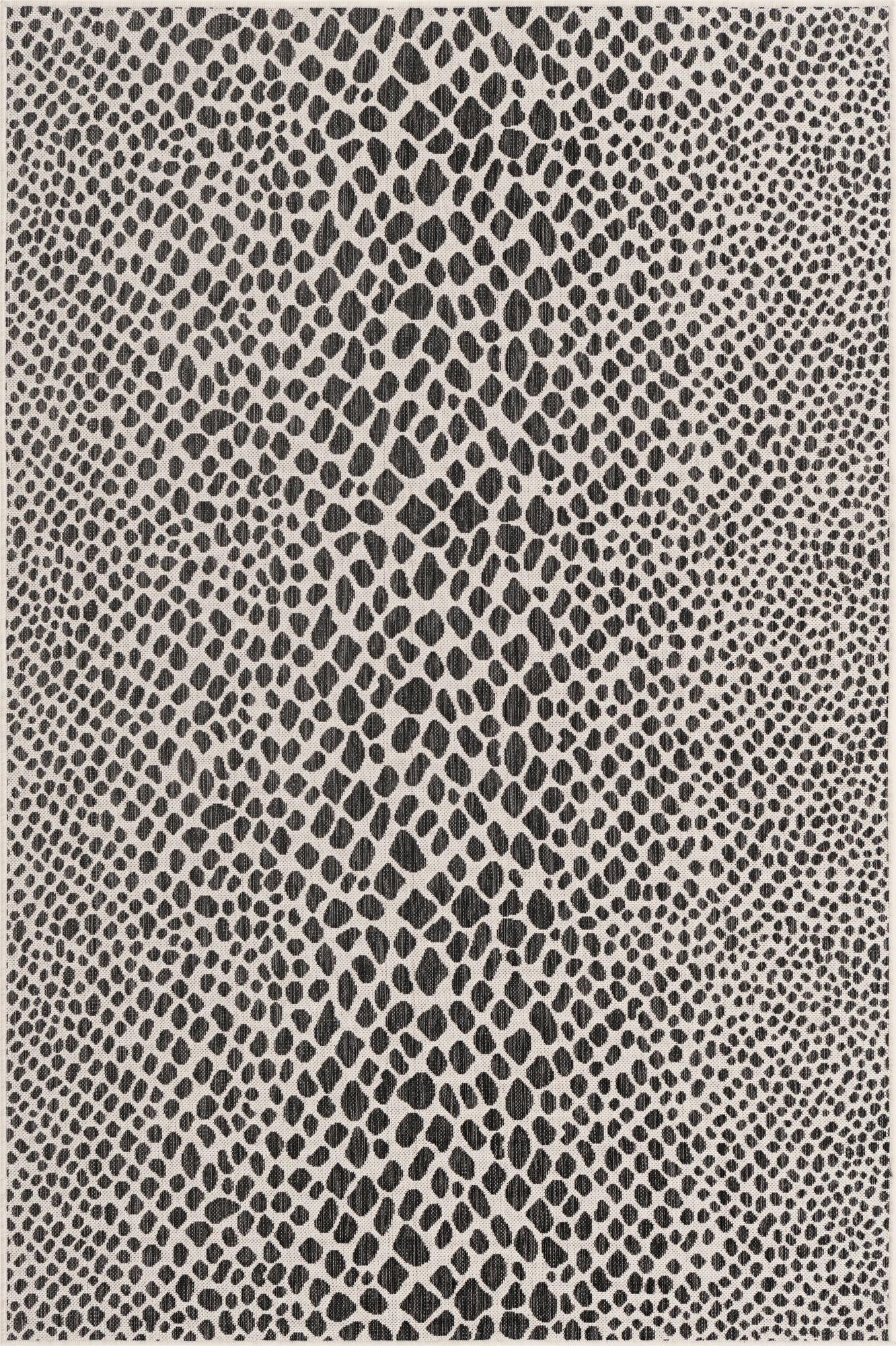 Custom Black  Washable Jill Zarin Indoor / Outdoor Rug