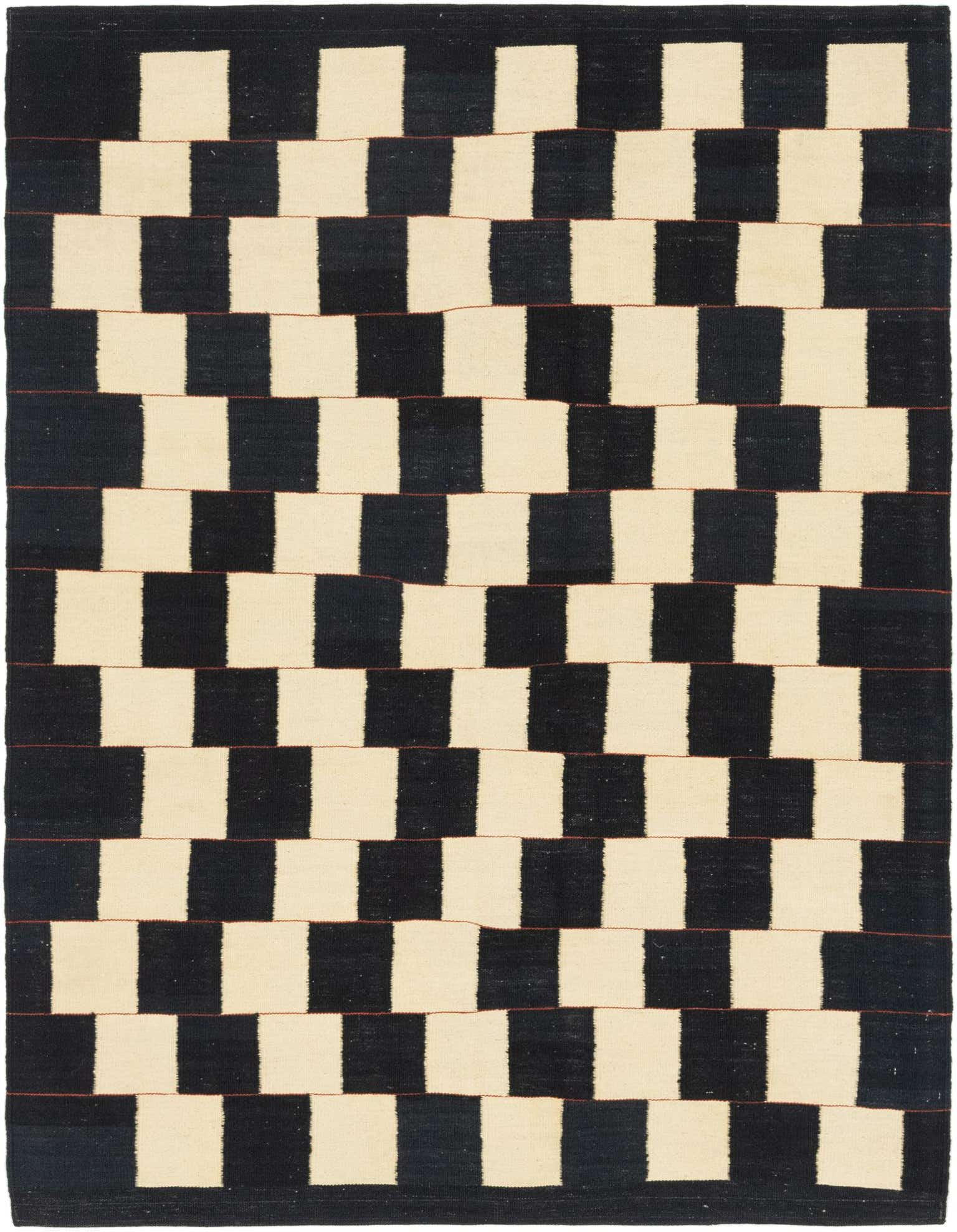 5' 3 x 6' 9 Hand Woven Kilim Modern Wool Rug
