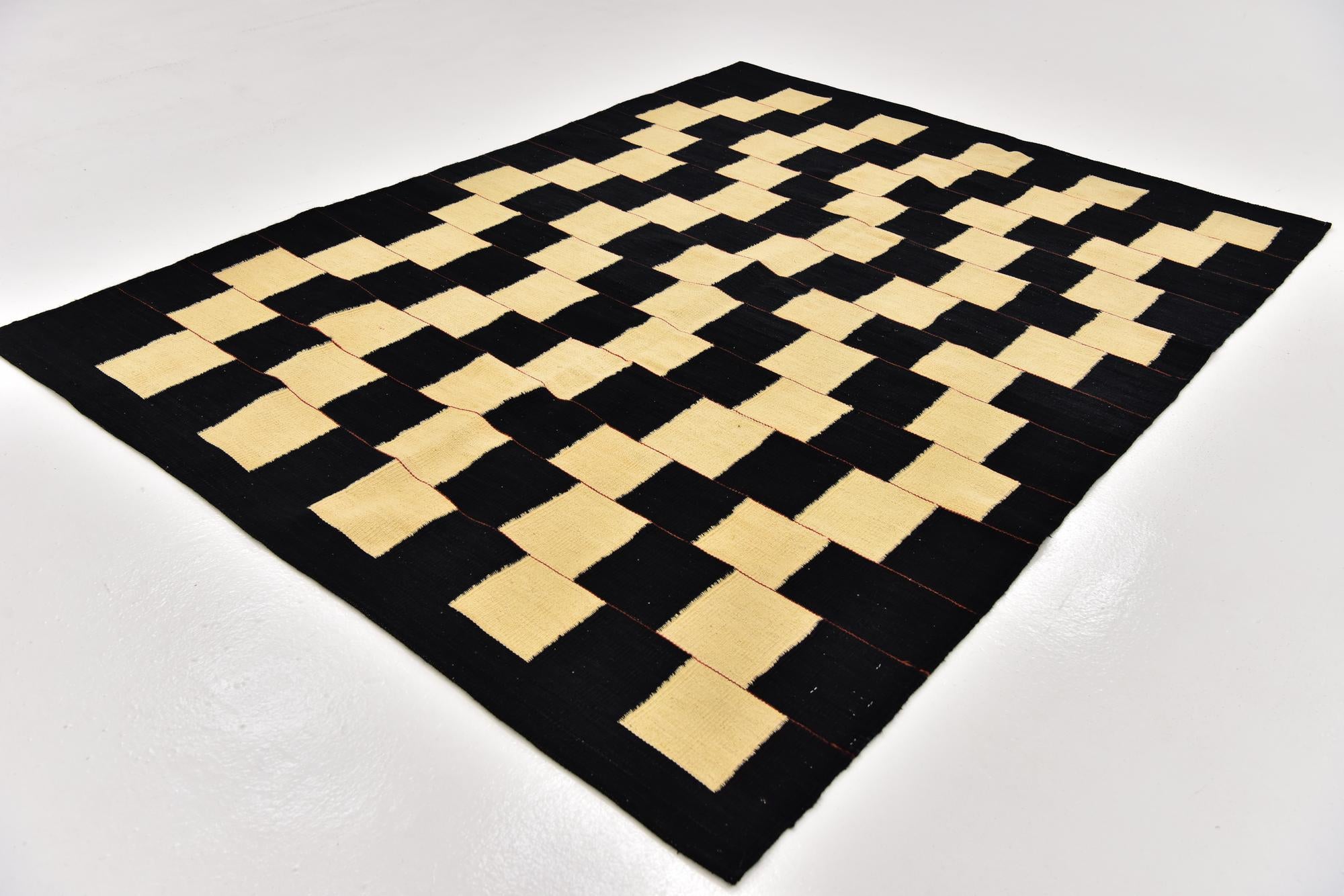 5' 2 x 6' 10 Hand Woven Kilim Modern Wool Rug