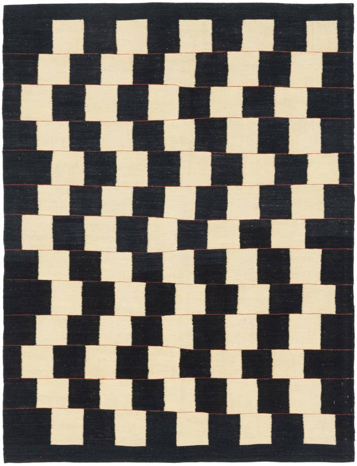 Detail image of 5' 2 x 6' 10 Hand Woven Kilim Modern Wool Rug