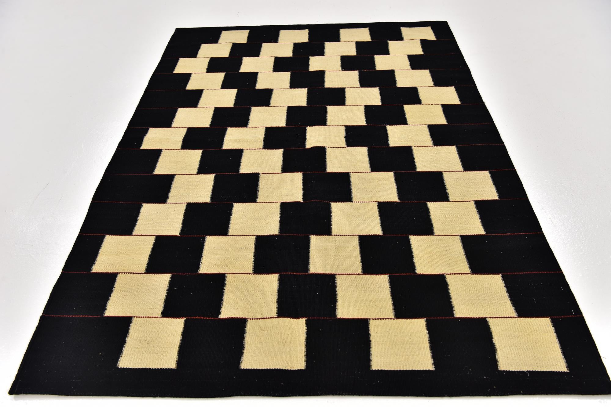 4' 3 x 6' Hand Woven Kilim Modern Wool Rug