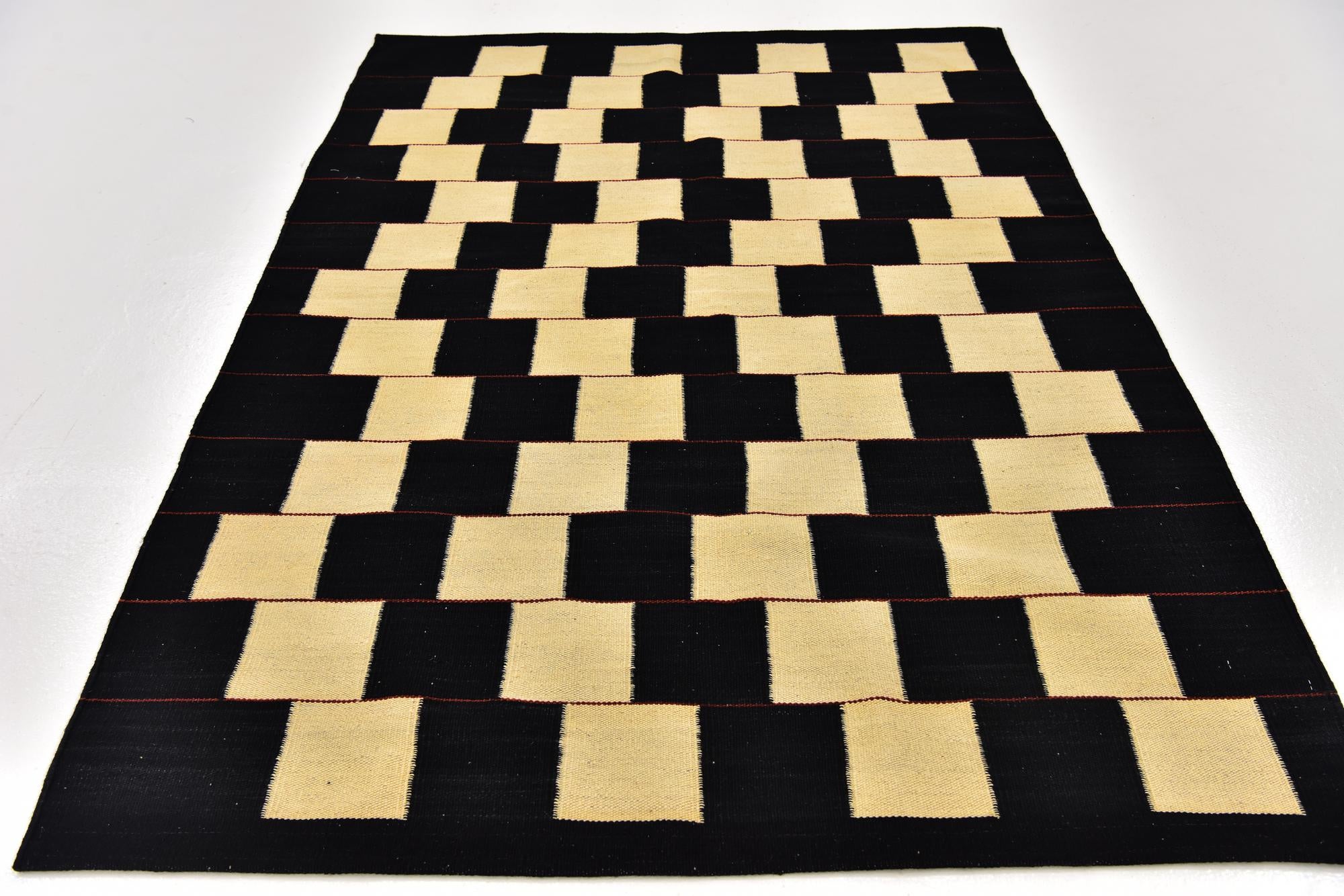 4' 3 x 6' Hand Woven Kilim Modern Wool Rug