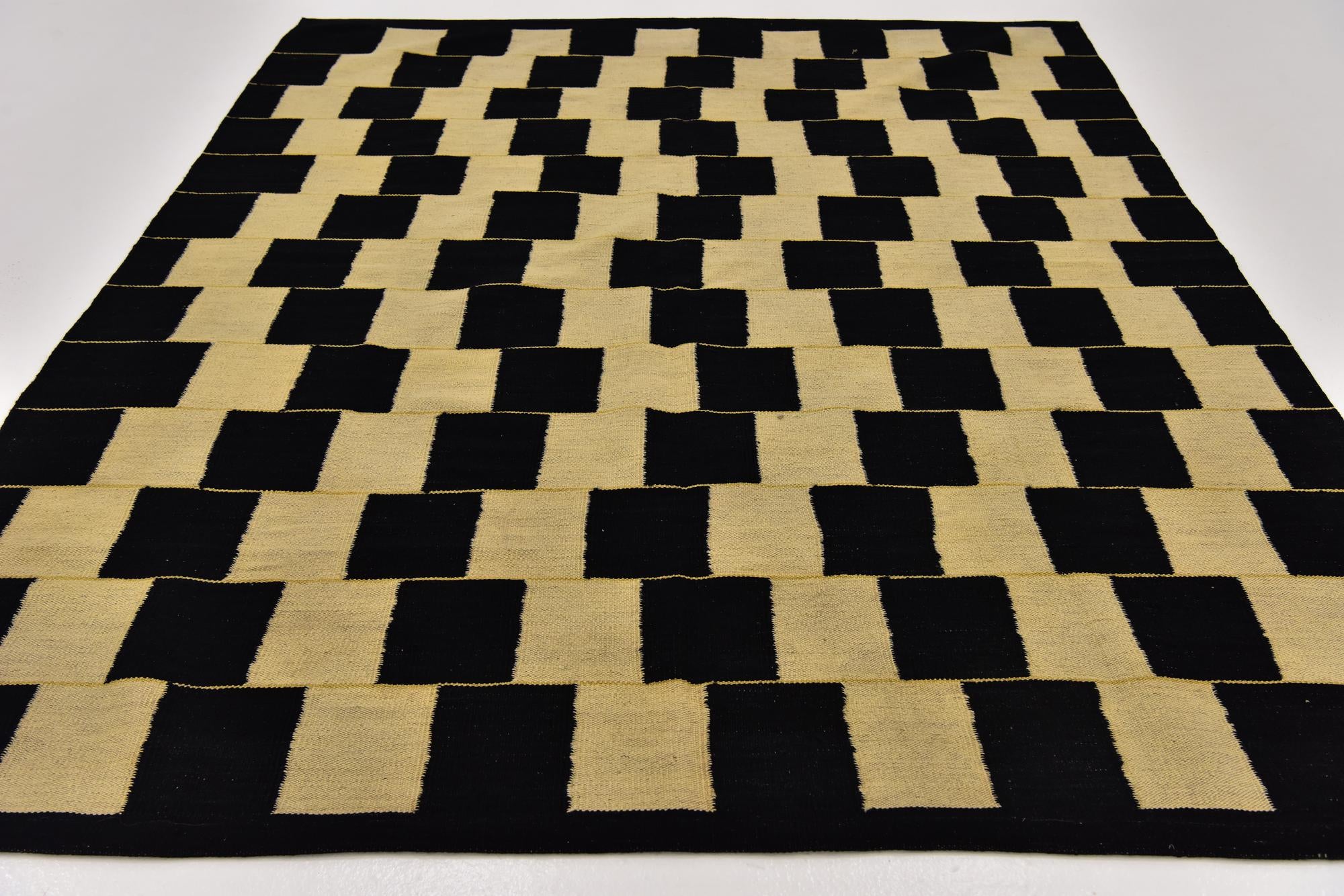 6' 2 x 7' 9 Hand Woven Kilim Modern Wool Rug