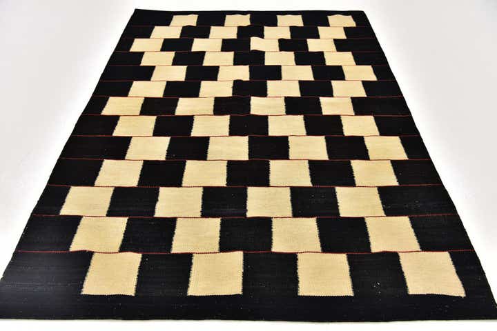 4' 4 x 6' Hand Woven Kilim Modern Wool Rug
