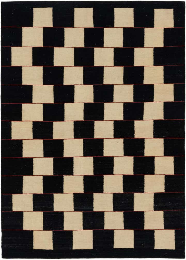4' 4 x 6' Hand Woven Kilim Modern Wool Rug