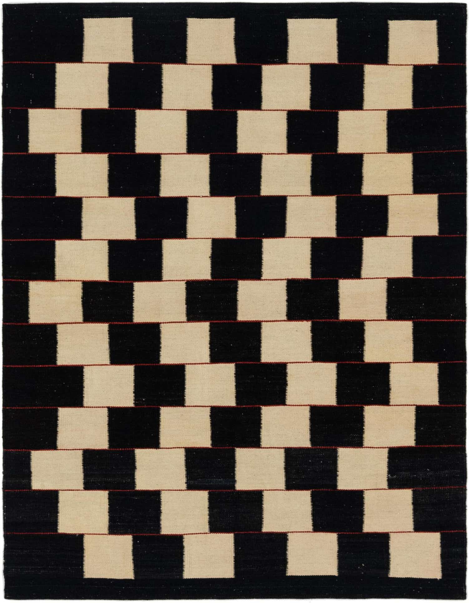 4' 4 x 6' Hand Woven Kilim Modern Wool Rug
