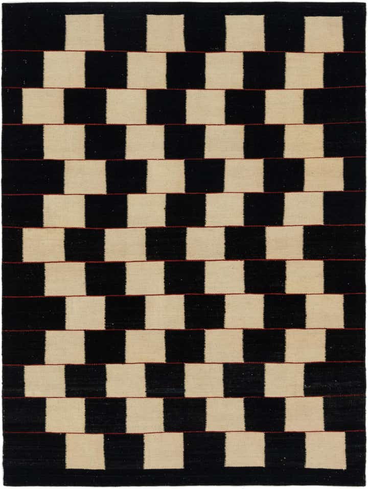 4' 4 x 6' Hand Woven Kilim Modern Wool Rug