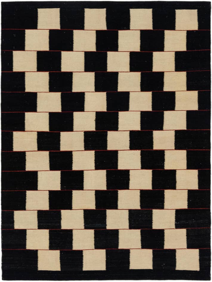Detail image of 4' 4 x 6' Hand Woven Kilim Modern Wool Rug