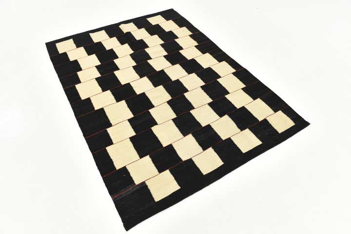 4' 4 x 6' Hand Woven Kilim Modern Wool Rug