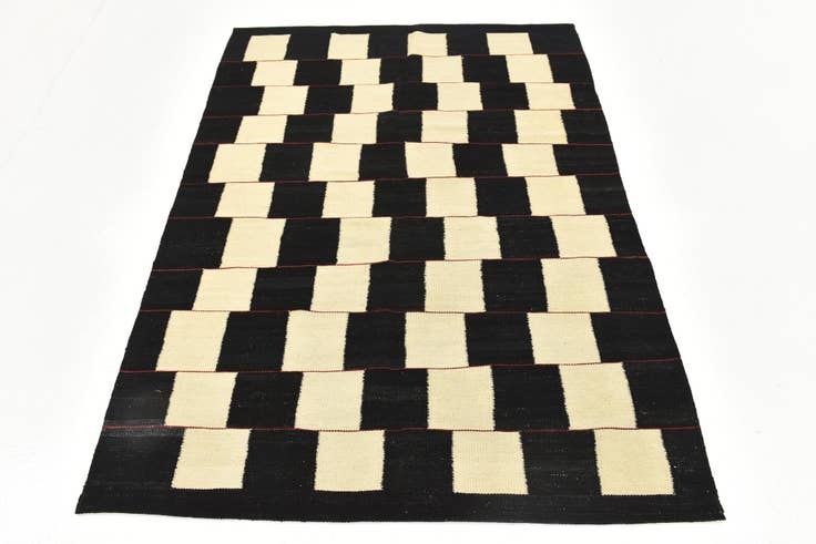 Detail image of 4' 4 x 6' Hand Woven Kilim Modern Wool Rug