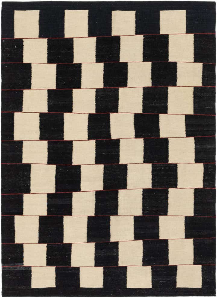 4' 4 x 6' Hand Woven Kilim Modern Wool Rug