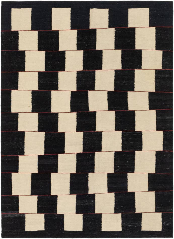 Detail image of 4' 4 x 6' Hand Woven Kilim Modern Wool Rug