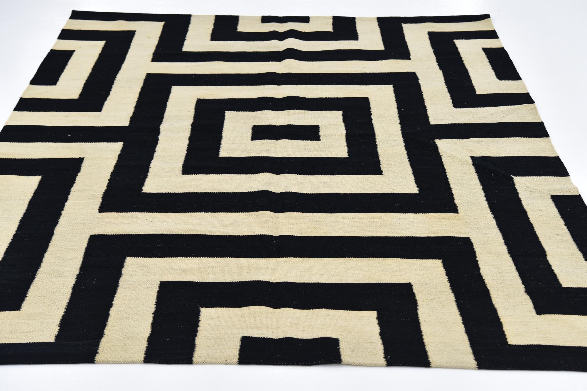 6' x 7' 8 Hand Woven Kilim Modern Wool Rug