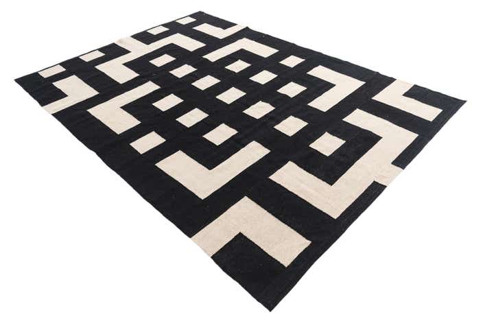 6' 9 x 9' 7 Hand Woven Kilim Modern Wool Rug