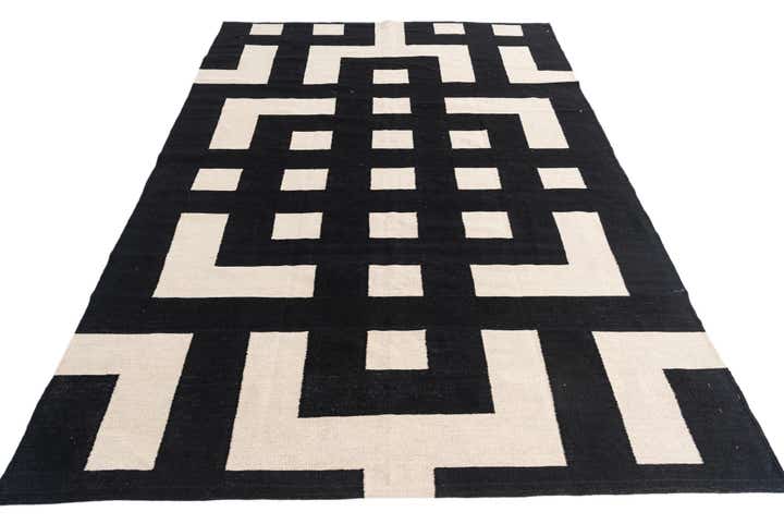 6' 9 x 9' 7 Hand Woven Kilim Modern Wool Rug