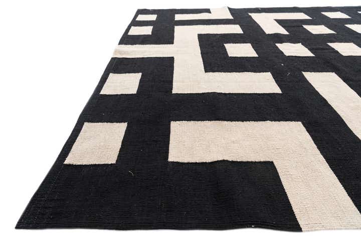 6' 9 x 9' 7 Hand Woven Kilim Modern Wool Rug