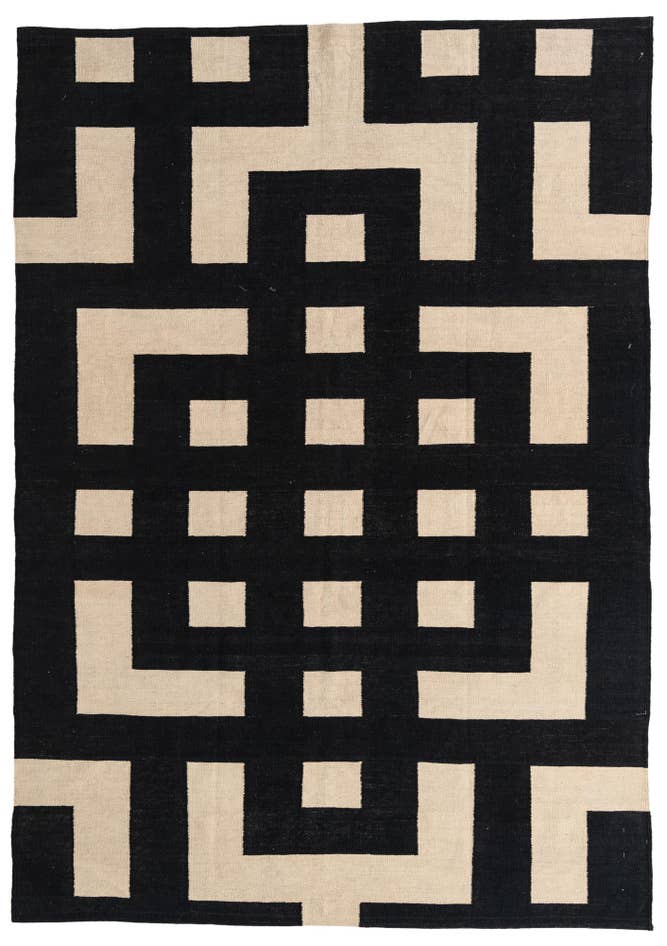 Detail image of 6' 9 x 9' 7 Hand Woven Kilim Modern Wool Rug
