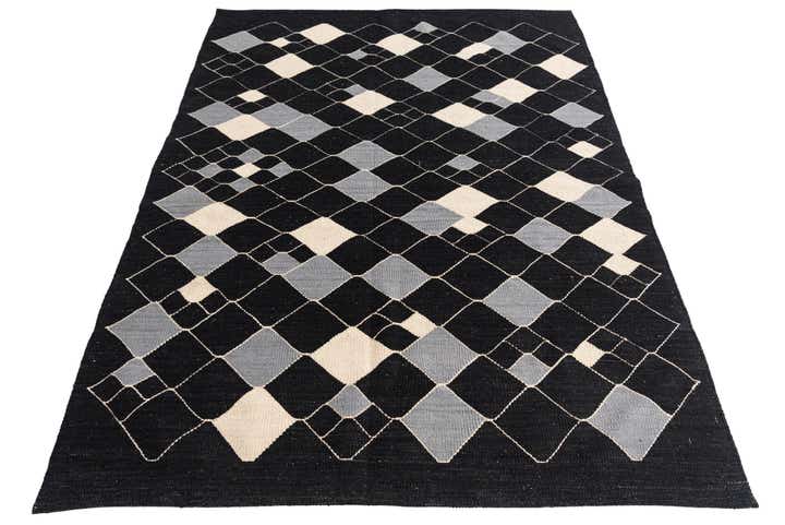 4' 10 x 6' 7 Hand Woven Kilim Modern Wool Rug