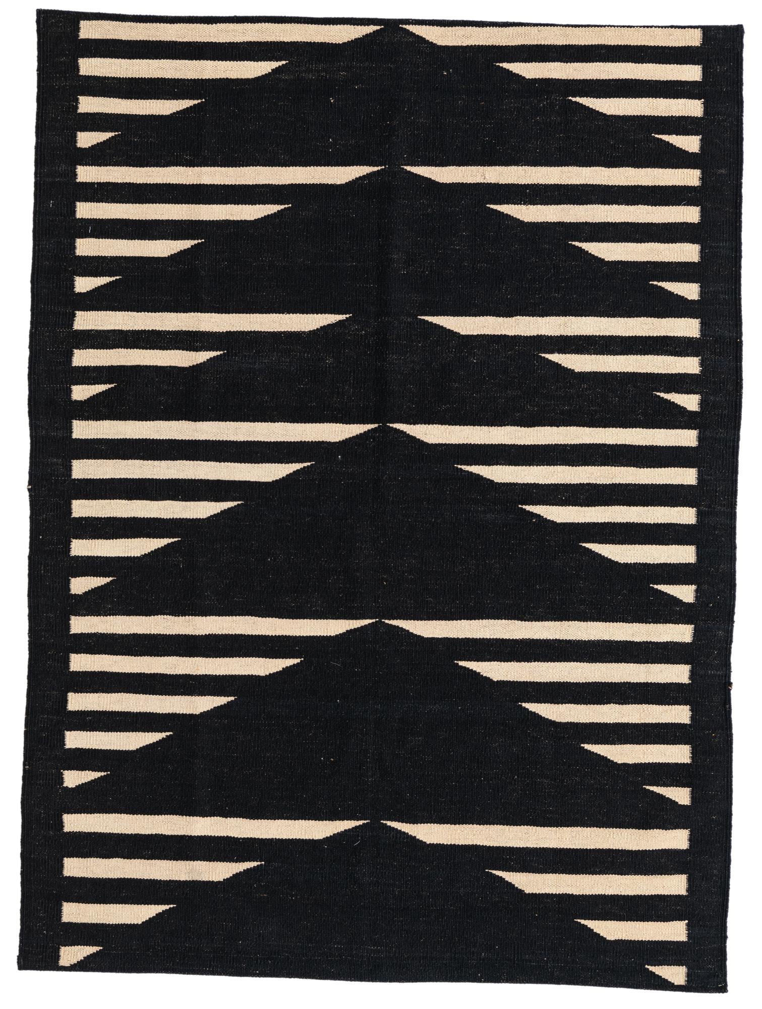4' 1 x 5' 7 Hand Woven Kilim Modern Wool Rug
