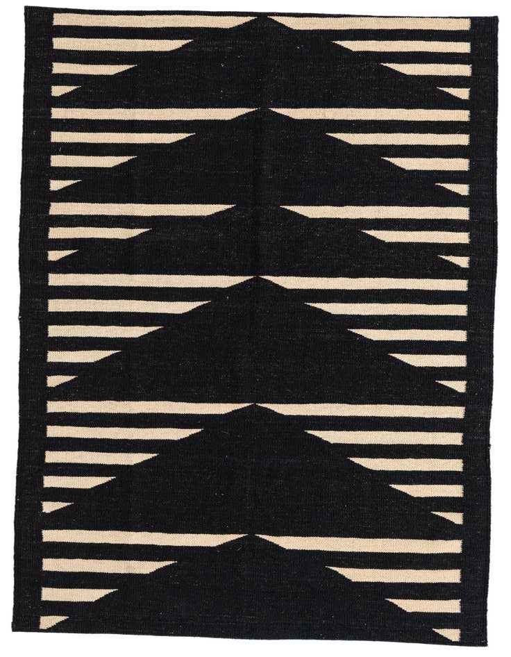 Detail image of 4' 1 x 5' 7 Hand Woven Kilim Modern Wool Rug