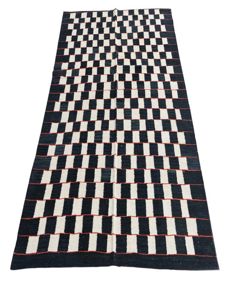 Detail image of 4' 6 x 5' 10  Hand Woven Kilim Modern Wool Rug