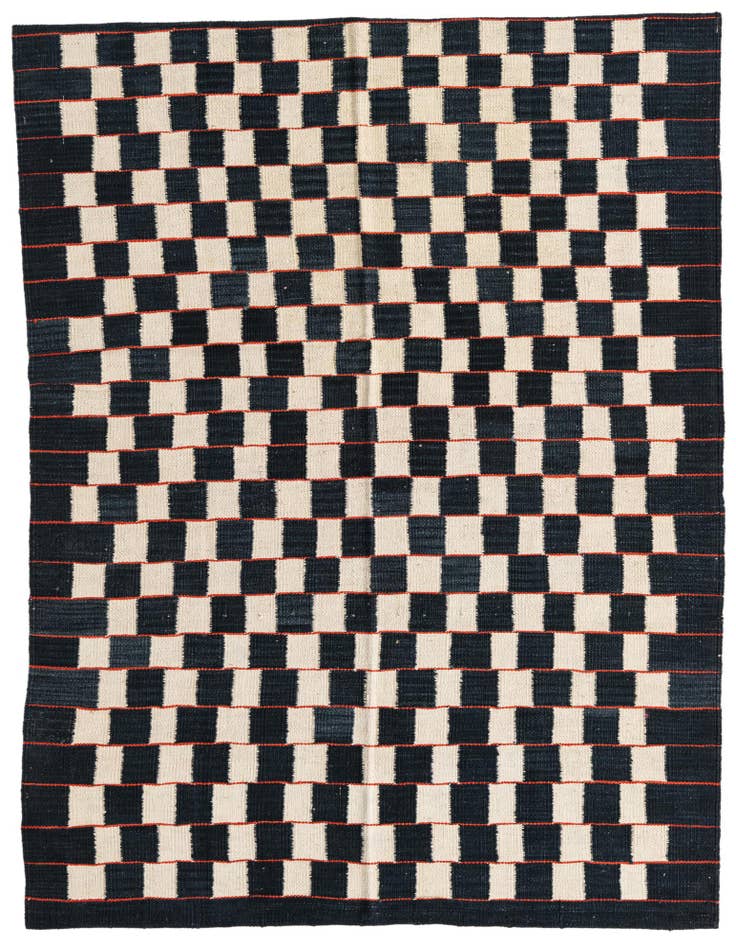 Detail image of 4' 6 x 5' 10 Hand Woven Kilim Modern Wool Rug