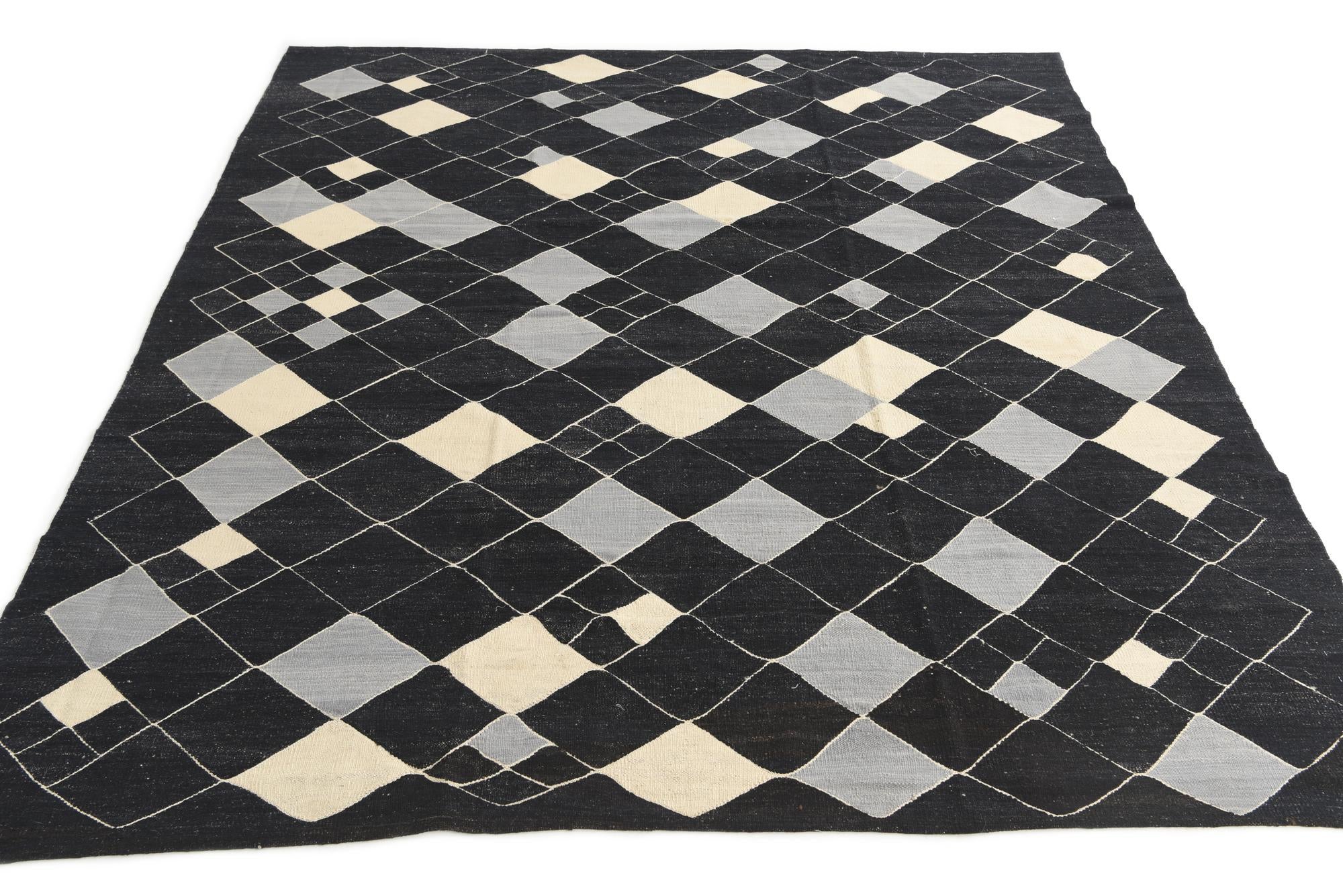 8' 2 x 9' 7 Hand Woven Kilim Modern Wool Rug