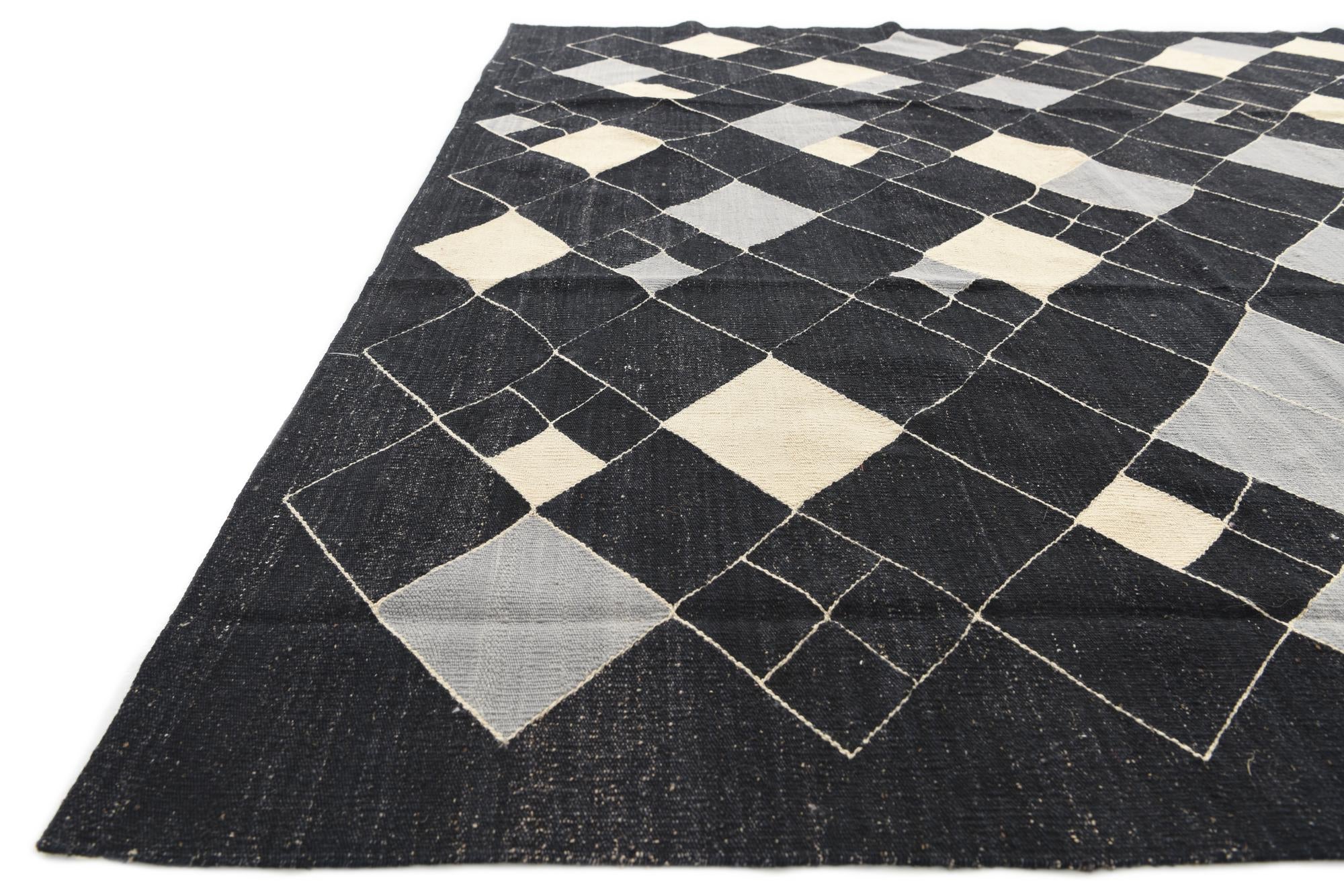 8' 2 x 9' 7 Hand Woven Kilim Modern Wool Rug