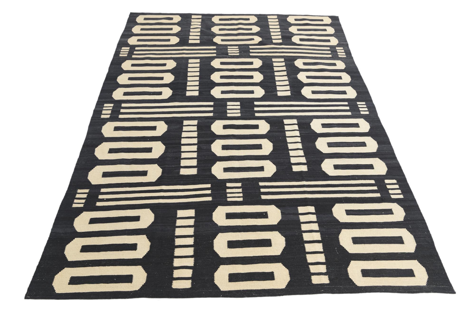 6' 6 x 9' 8 Hand Woven Kilim Modern Wool Rug