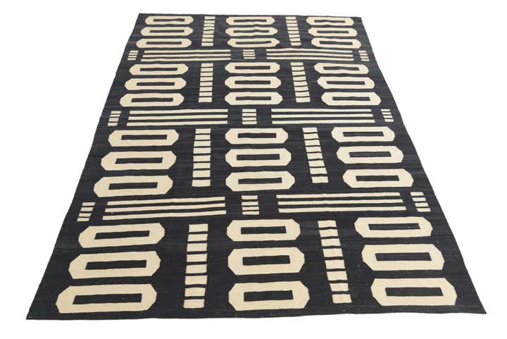 6' 6 x 9' 8 Hand Woven Kilim Modern Wool Rug