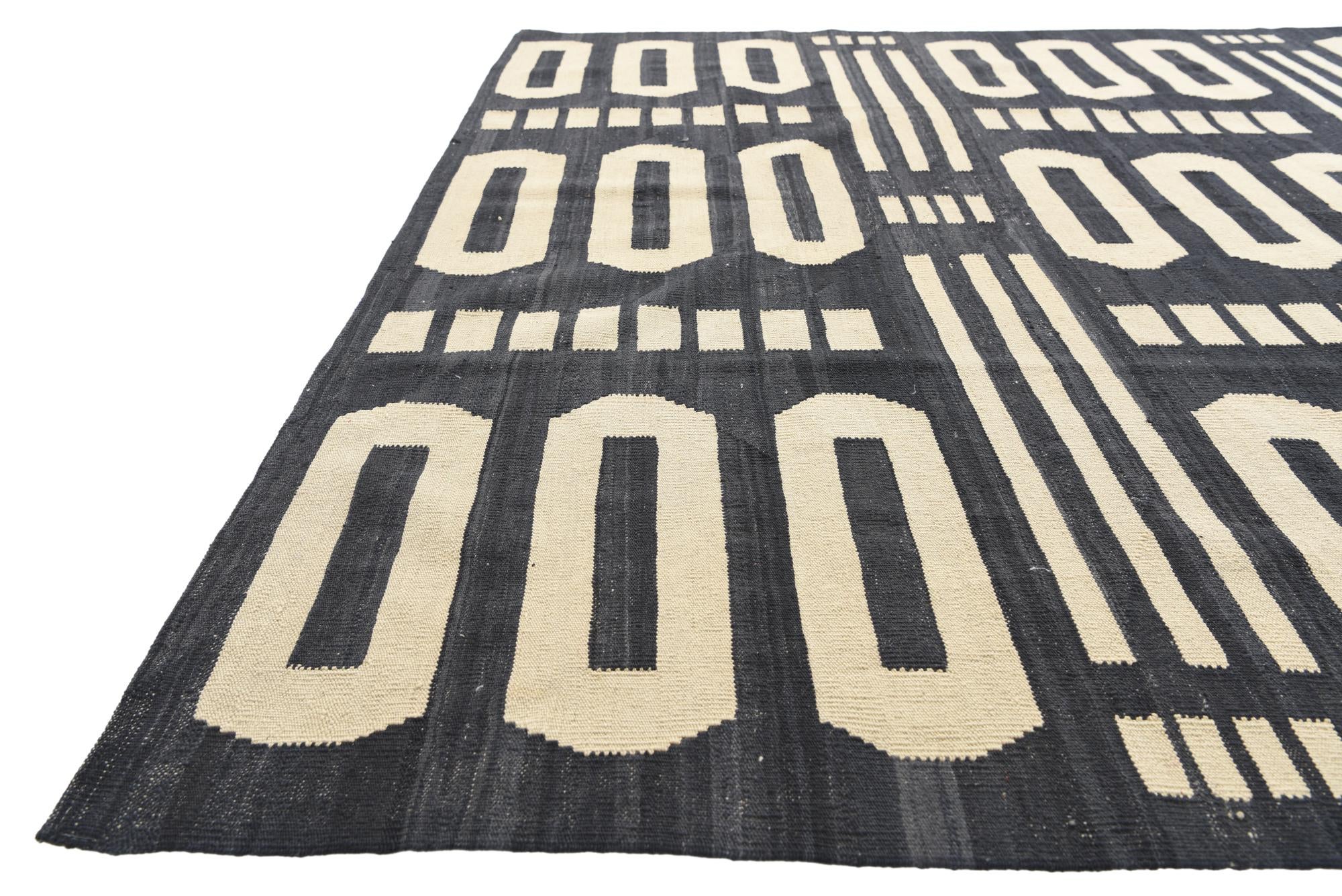 6' 6 x 9' 8 Hand Woven Kilim Modern Wool Rug