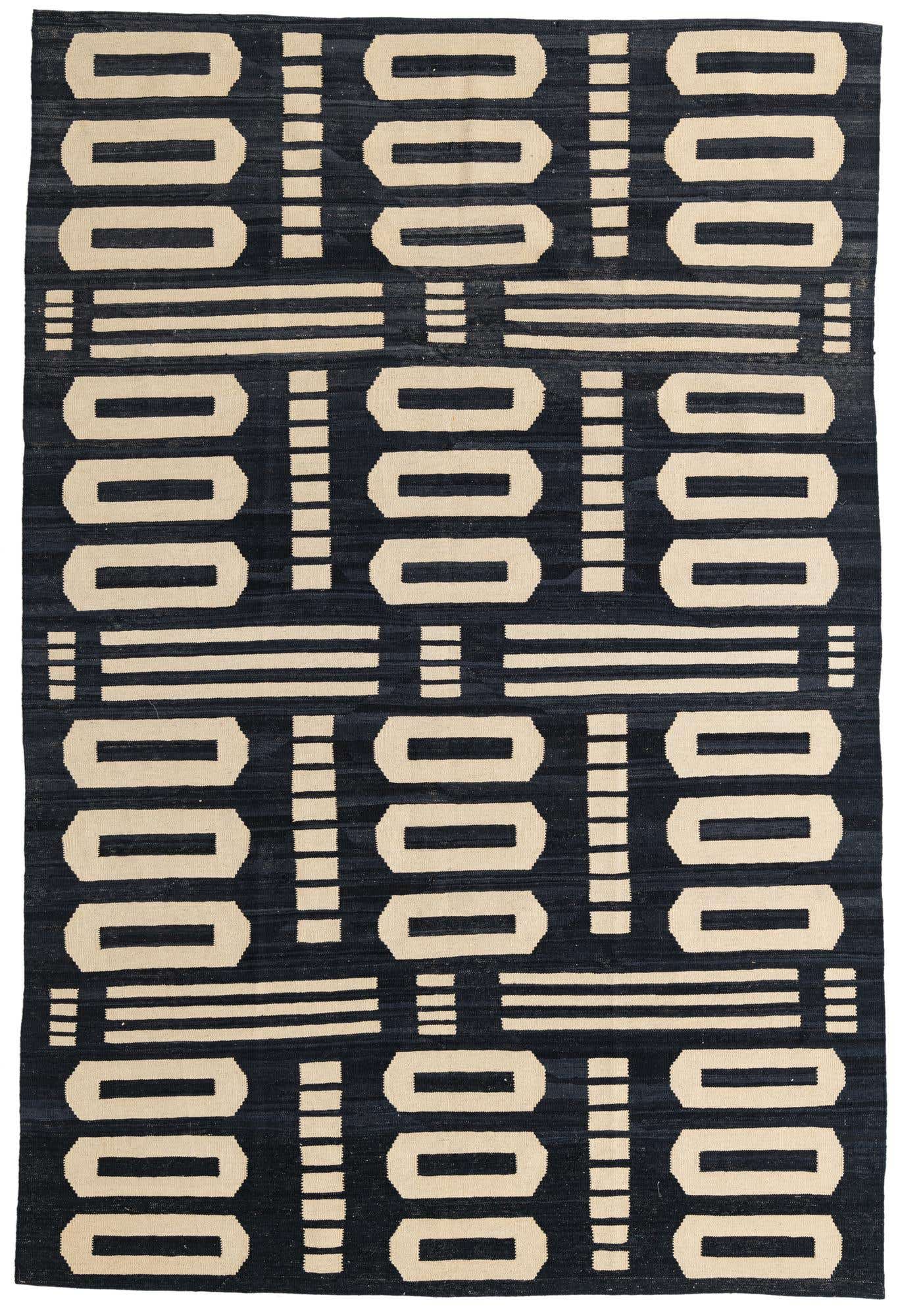 6' 6 x 9' 8 Hand Woven Kilim Modern Wool Rug