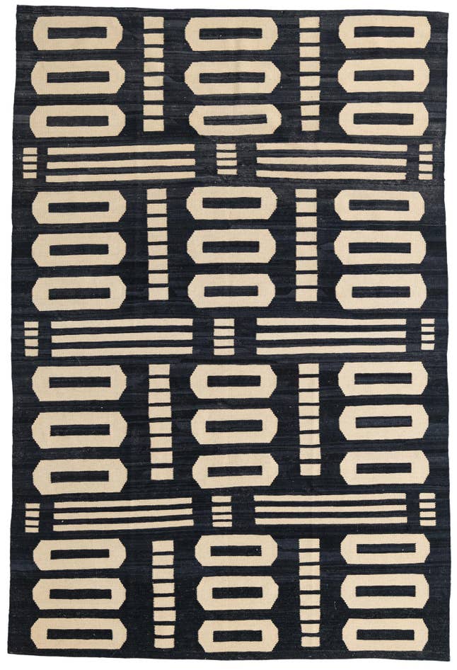Detail image of 6' 6 x 9' 8 Hand Woven Kilim Modern Wool Rug