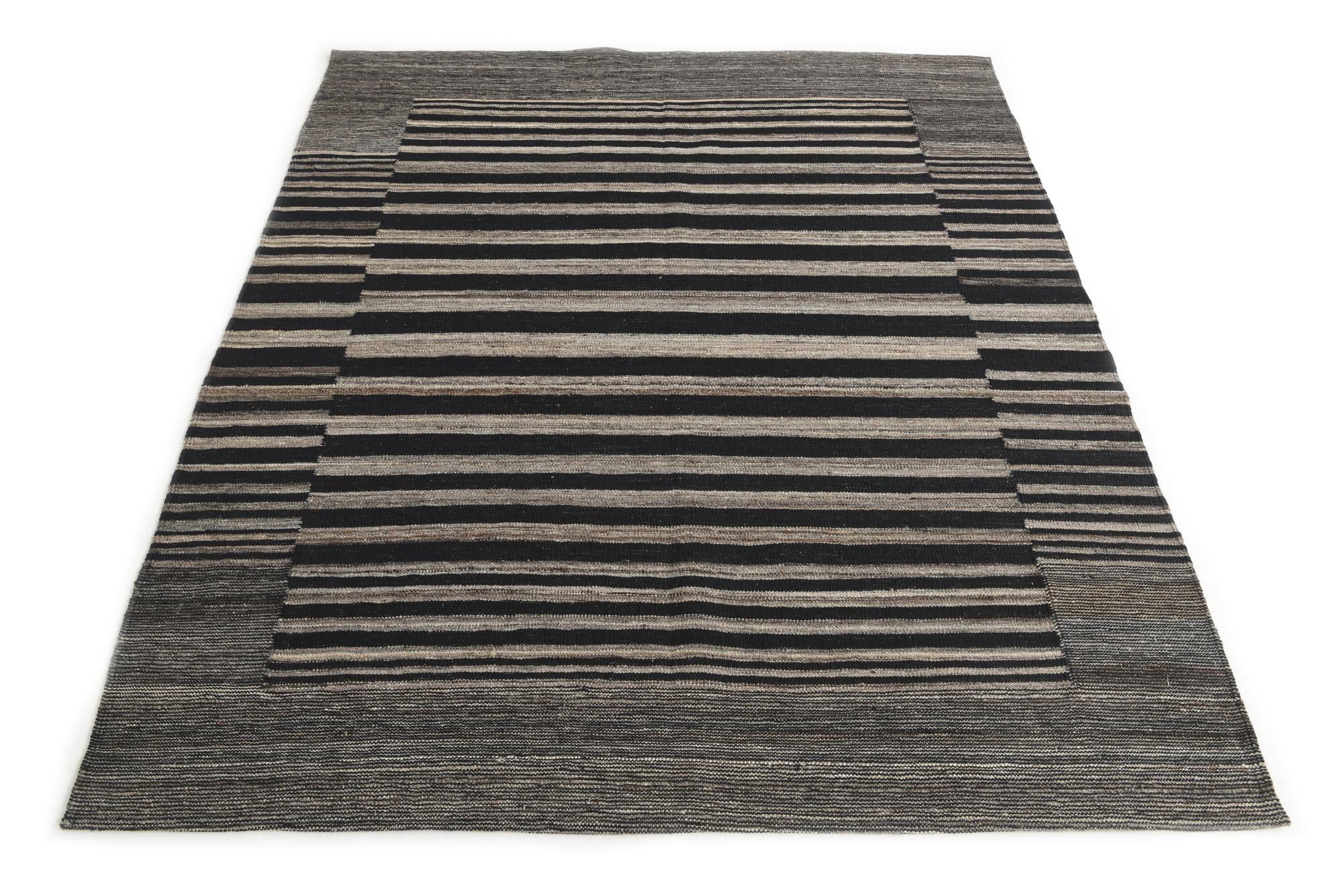 5' 4 x 6' 2 Hand Woven Kilim Modern Wool Rug