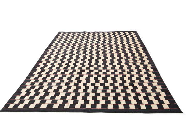 6' 9 x 9' 6 Hand Woven Kilim Modern Wool Rug