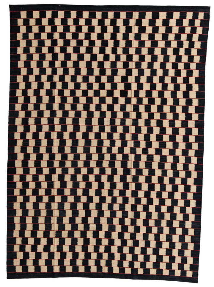6' 9 x 9' 6 Hand Woven Kilim Modern Wool Rug