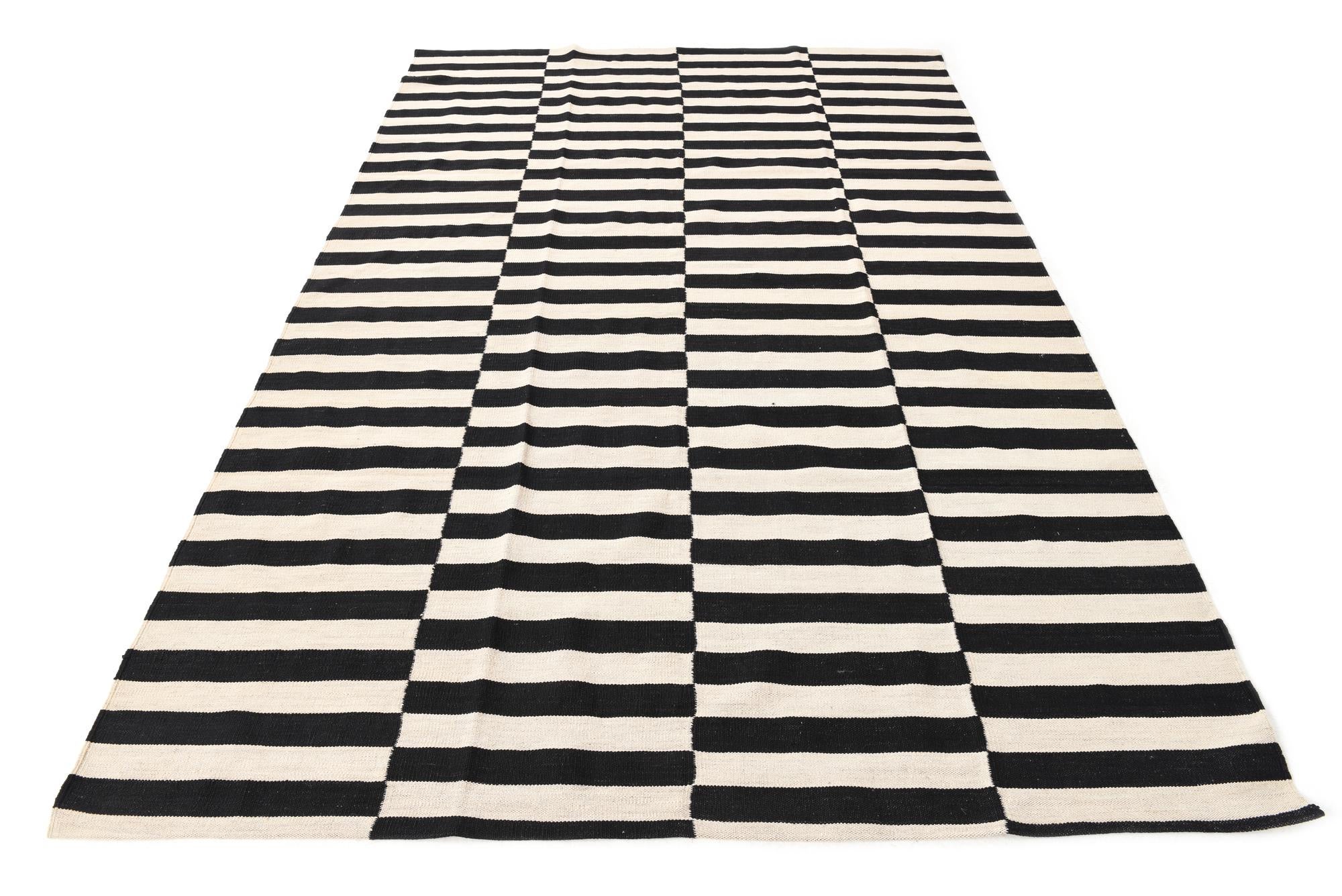 6' 6 x 9' 10 Hand Woven Kilim Modern Wool Rug