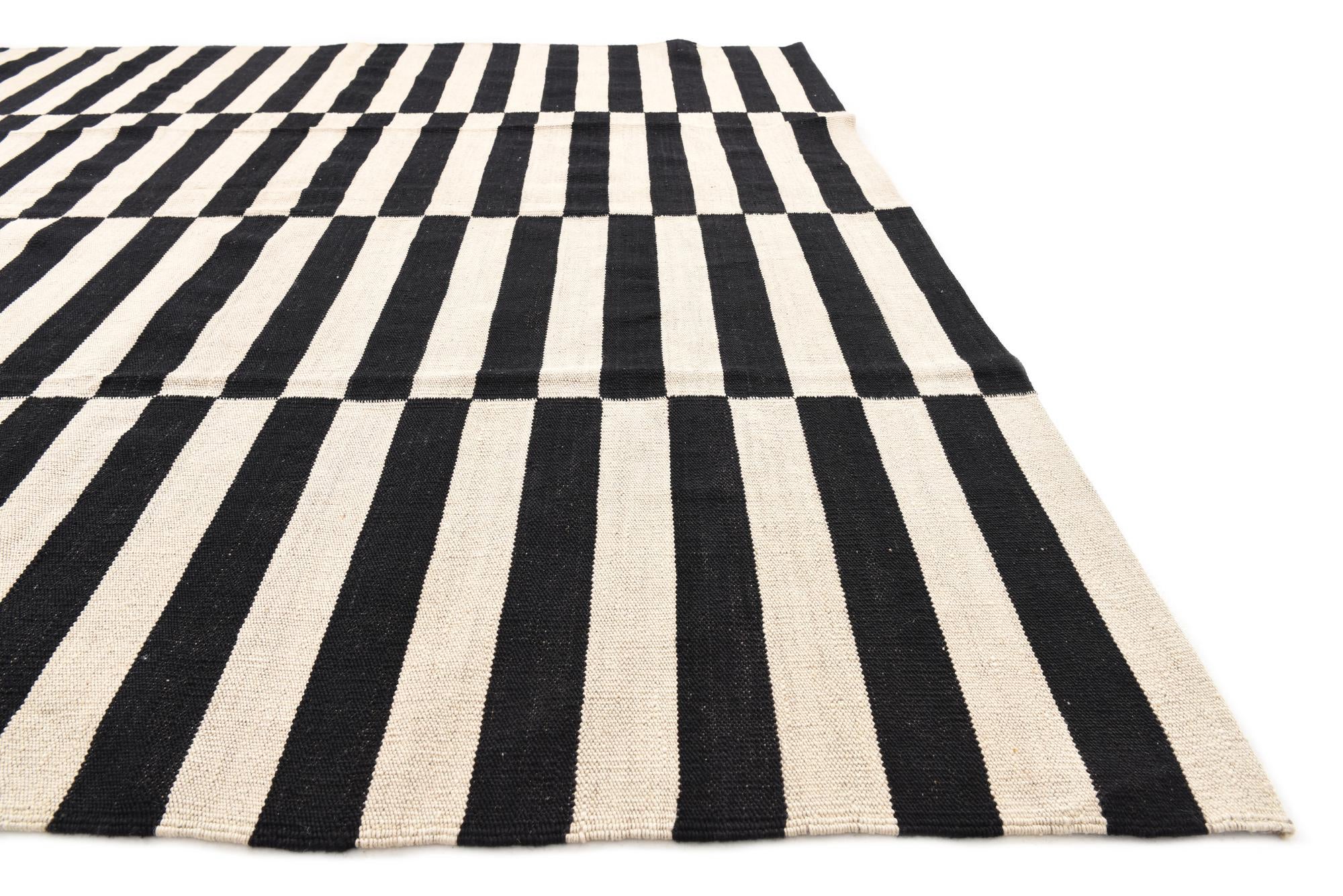 6' 6 x 9' 10 Hand Woven Kilim Modern Wool Rug