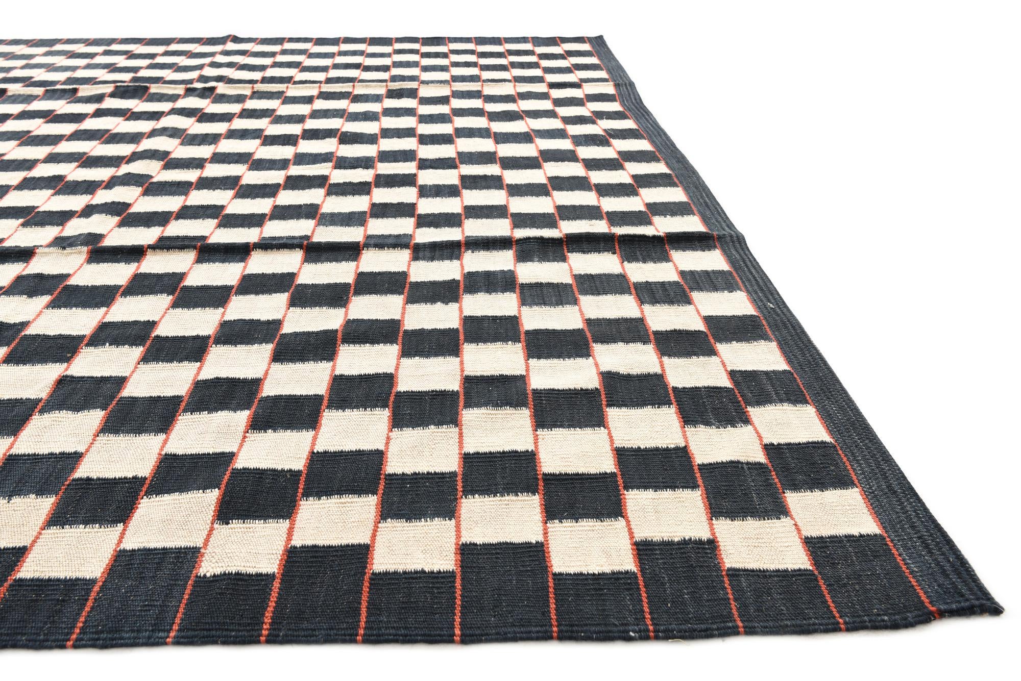 6' 8 x 9' 6 Hand Woven Kilim Modern Wool Rug