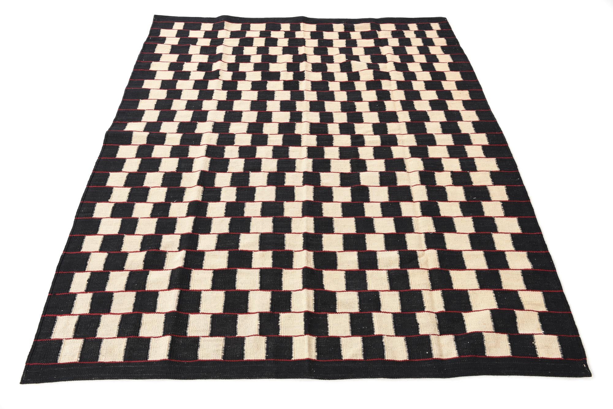 5' x 6' 2 Hand Woven Kilim Modern Wool Rug
