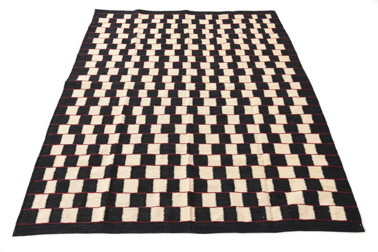 Detail image of 5' x 6' 2 Hand Woven Kilim Modern Wool Rug
